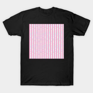 RETRO SCANDINAVIAN FLORAL STRIPES PINK T-Shirt